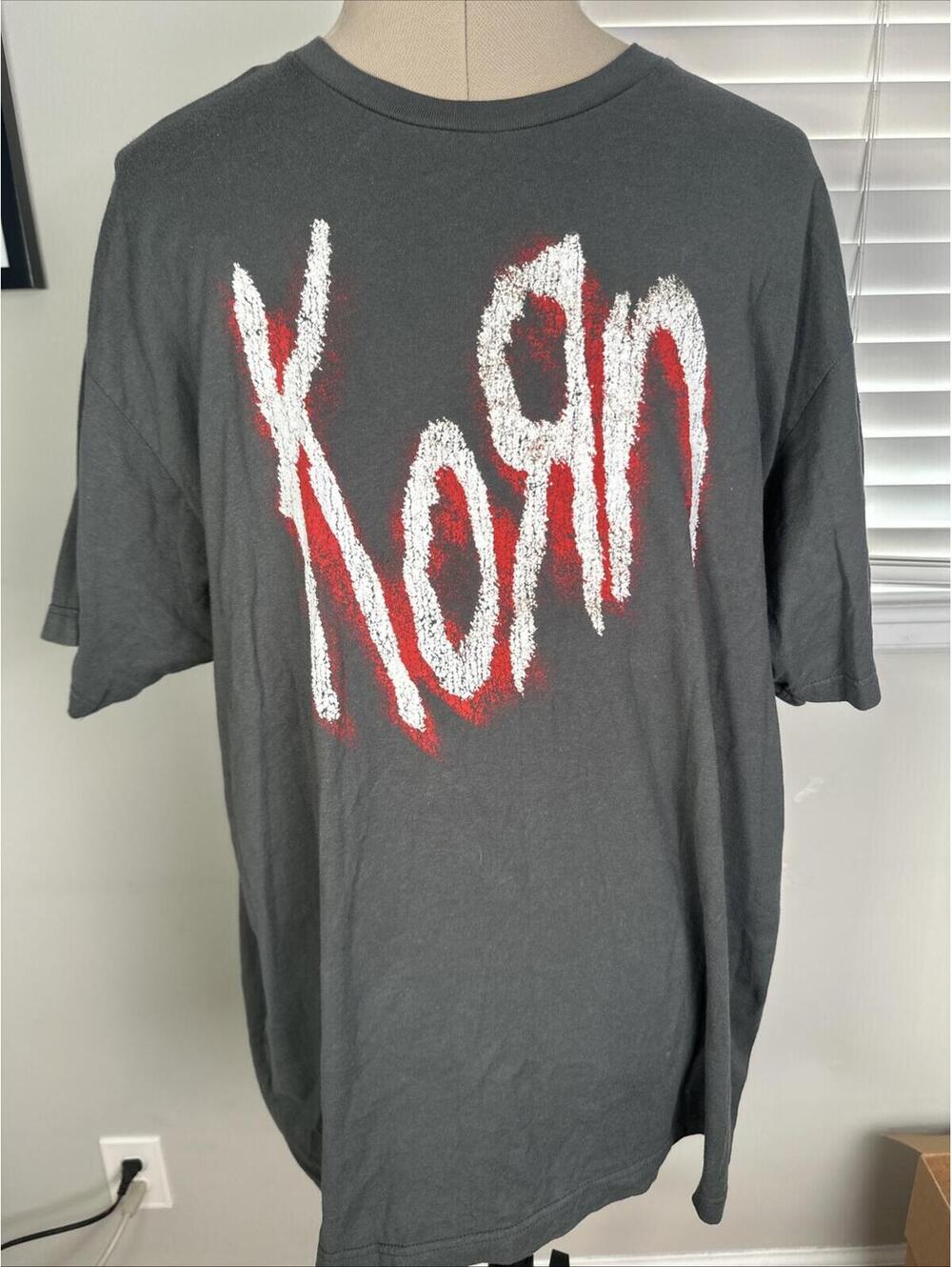 Korn Shadow Logo T-shirt Mens 2XL Gray Metal Band 90s Y2K